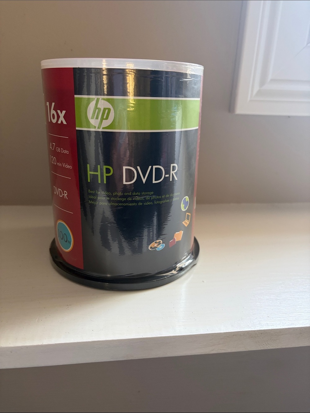 HP DVD-R 16x Pack with Black, Green, Red Label